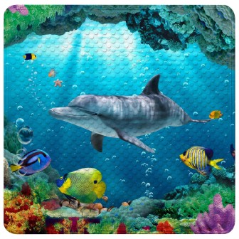 Badematte Delphin Korallen 53 x 53 cm