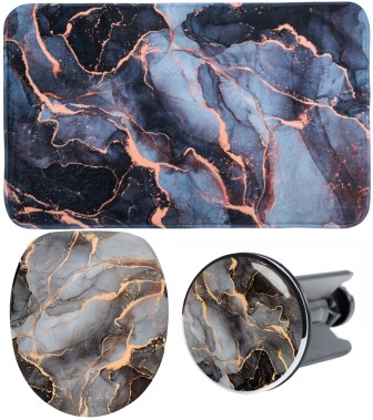 3-teiliges Badezimmer Set Marmor Abstrakt