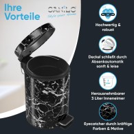 Kosmetikeimer Marmor Schwarz 3 Liter