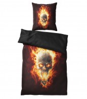 Bettwäsche Totenkopf in Flammen 135 x 200 cm