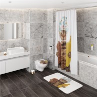 3-teiliges Badezimmer Set Shower Cat